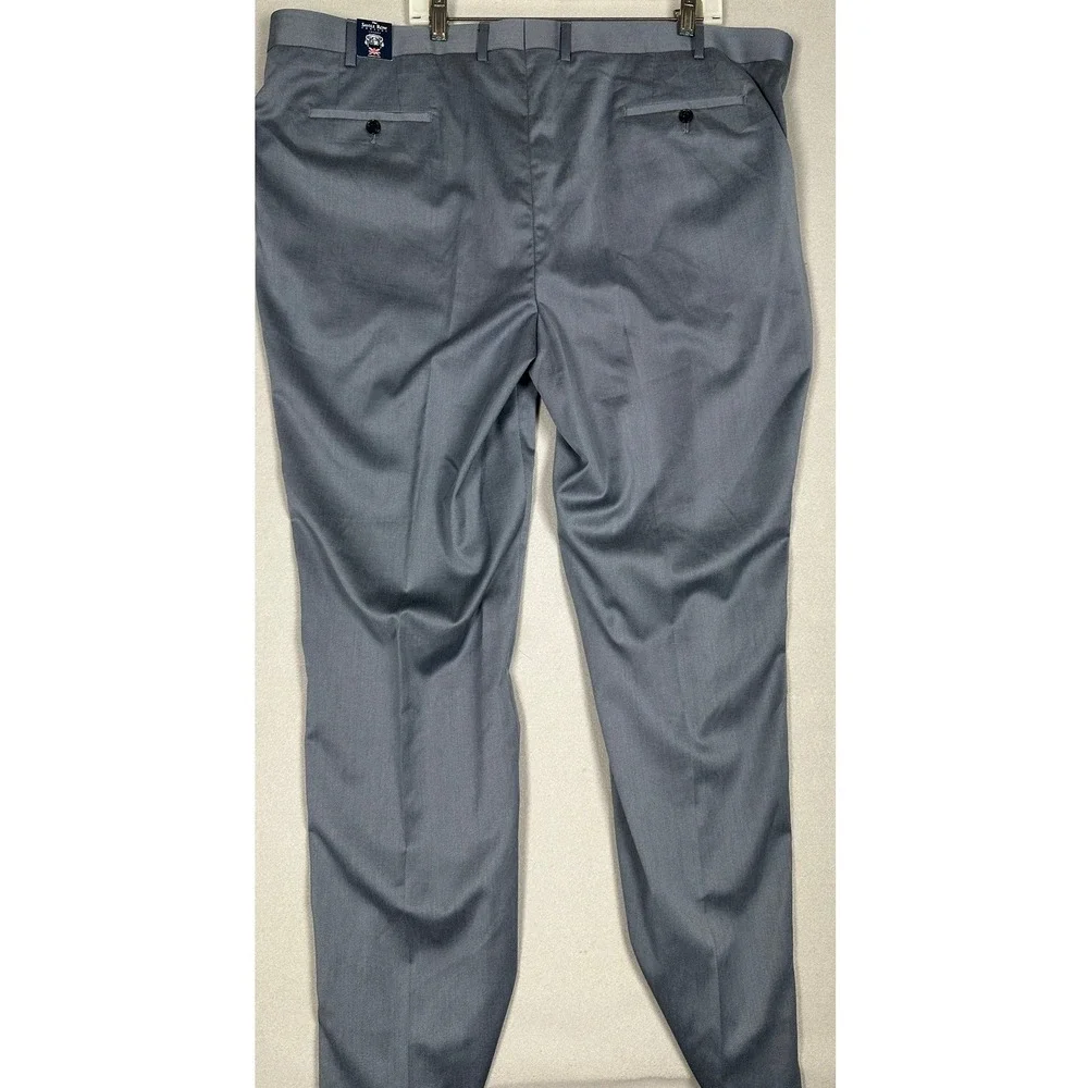 NEW Savile Row Strand Pants Mens 46 Grey Dress Flat Front Straight Leg Stretch